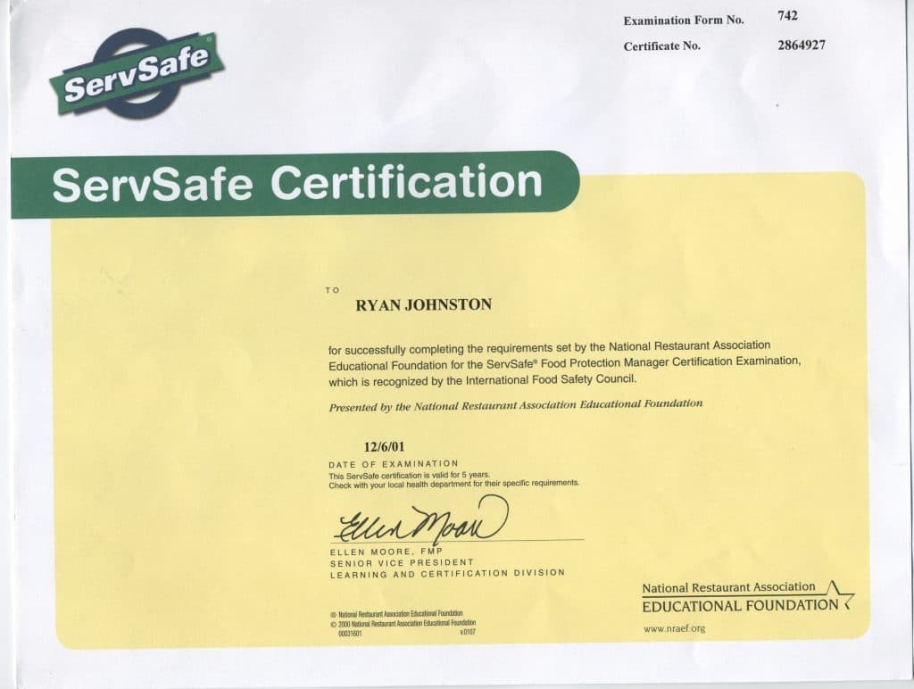 ServSafe Certificate (outdated)